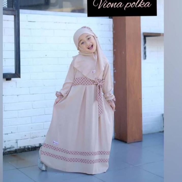 Menarik.. Gamis anak Vios kids ( free jilbab ) baju muslim gamis SYAR'I anak usia 2-7 tahun ( 3 size