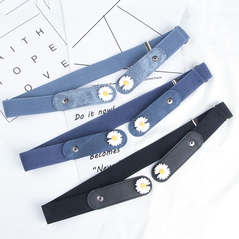 2022 INS✨ Ikat Pinggang Wanita Murah Belt Elastis Gesper Karet Klip Belt Bunga Daisy Gaya Korea Fashion Import ready stock