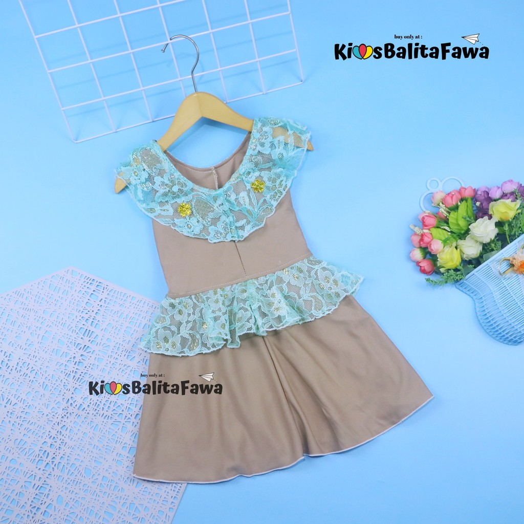 Dress Helen Bayi 3-12 Bulan  / Dres Brukat Baby Anak Perempuan Baju Yukensi Pesta Murah Harian Adem