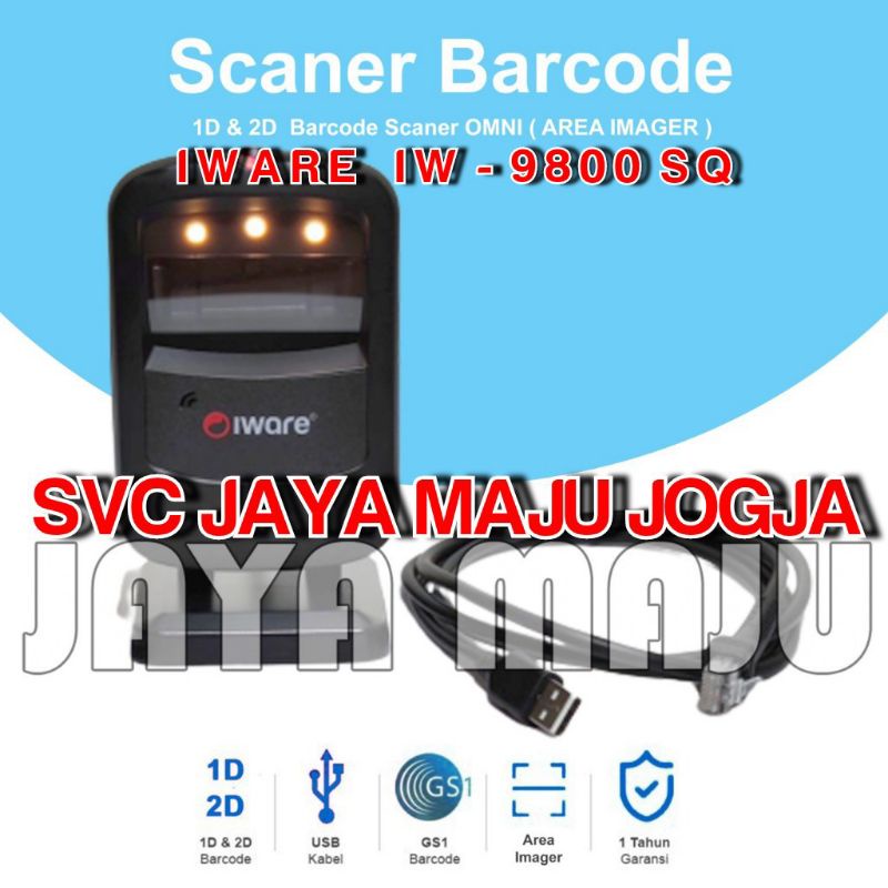 IWARE  IW 9800 SQ - USB - 1D 2D  ||  BARCODE SCANNER - AREA IMAGER - OMNI / DUDUK - AUTO SENSE SCAN 