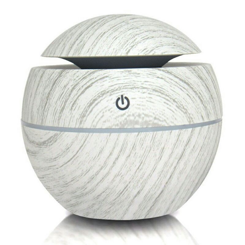 Ultrasonic Humidifier Aroma Essential Oil Diffuser Wood Design 130 ml - J-006E - White