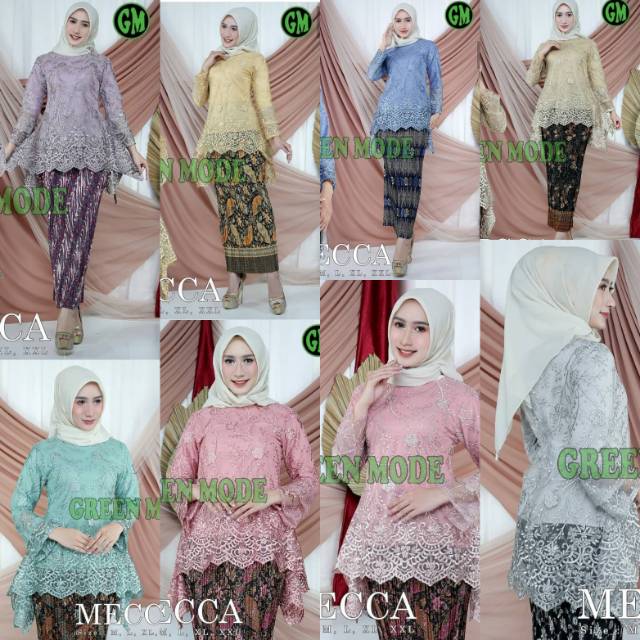 Set kebaya modern brokat tulle mecca / kebaya wisuda / kebaya muslim / kebaya perpishan / / kebaya w