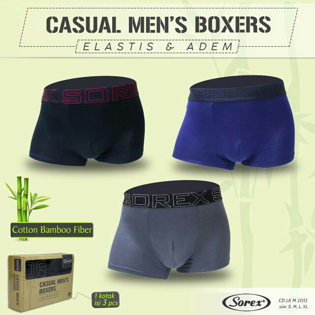 (1biji) Cd Pria Sorex M 2012 Boxer Cotton Bamboo Fiber |jyx