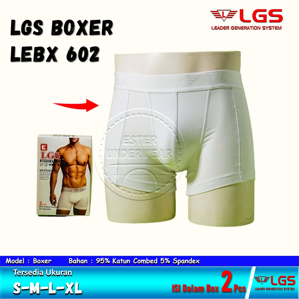 CELANA BOXER PRIA LGS 602 ISI 2Pcs |CELANA LGS SERI PUTIH