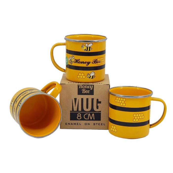Maspion Mug Enamel Honey Bee 8 cm/Cangkir Enamel