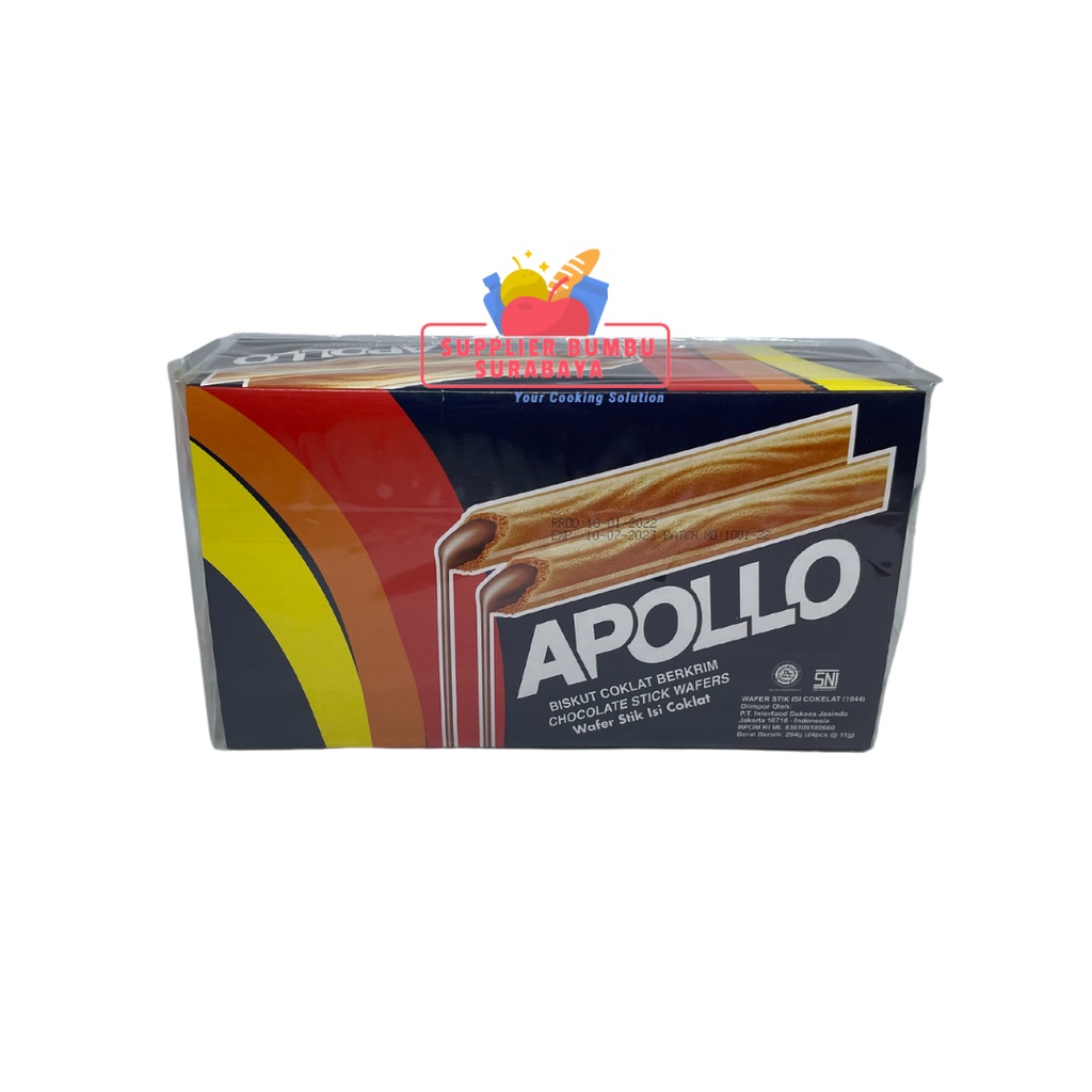 Apollo Stick Wafer Chocolate Strawberry Pandan Box 24 pcs