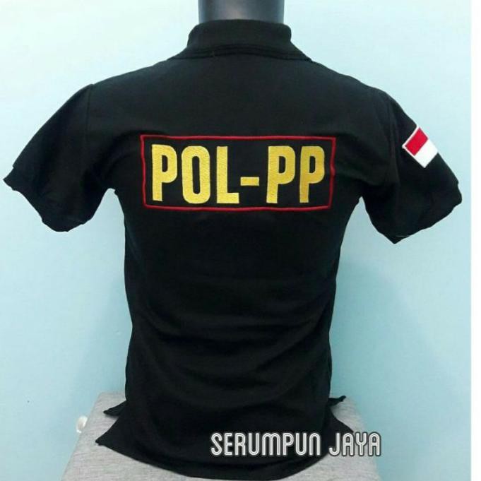 [KODE 7556] KAOS SATPOL PP - KAOS KERAH POL PP HITAM - KAOS SATPOL PP RODA GILA HITAM FULL BORDIR