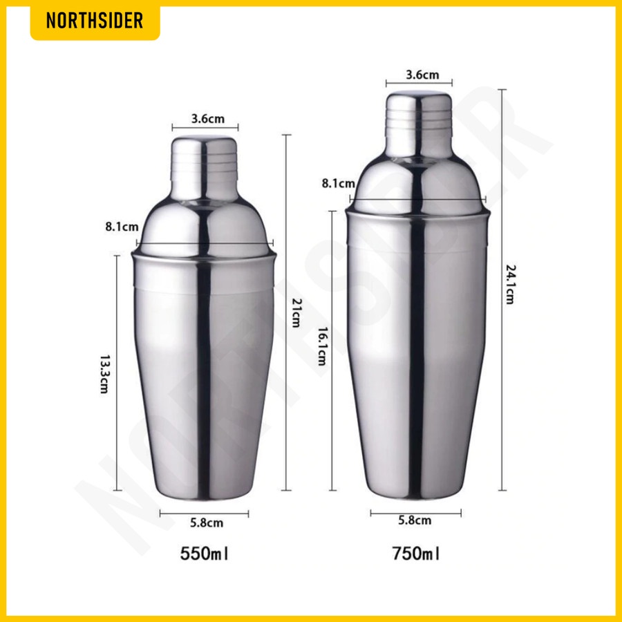 6 in 1 COCKTAIL SHAKER WITH MUDDLER - SPOON BOTTLE POURER JIGGER