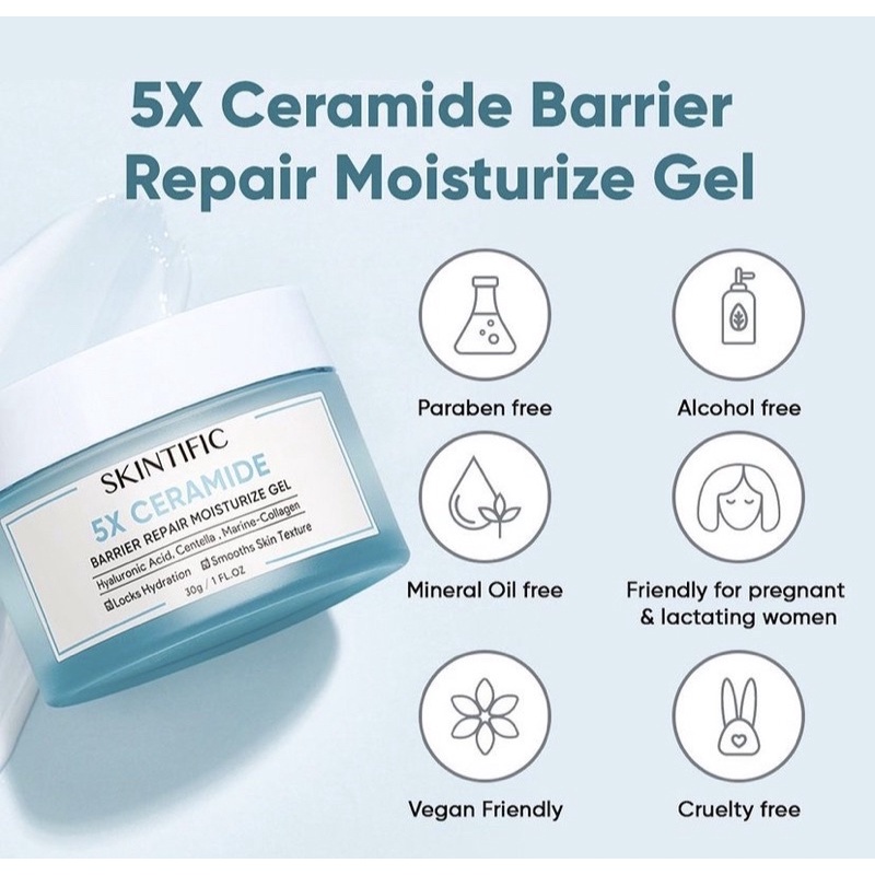 SKINTIFIC 5X CERAMIDE BARRIER REPAIR MOISTURE GEL TRAVEL SIZE 6GR -GC