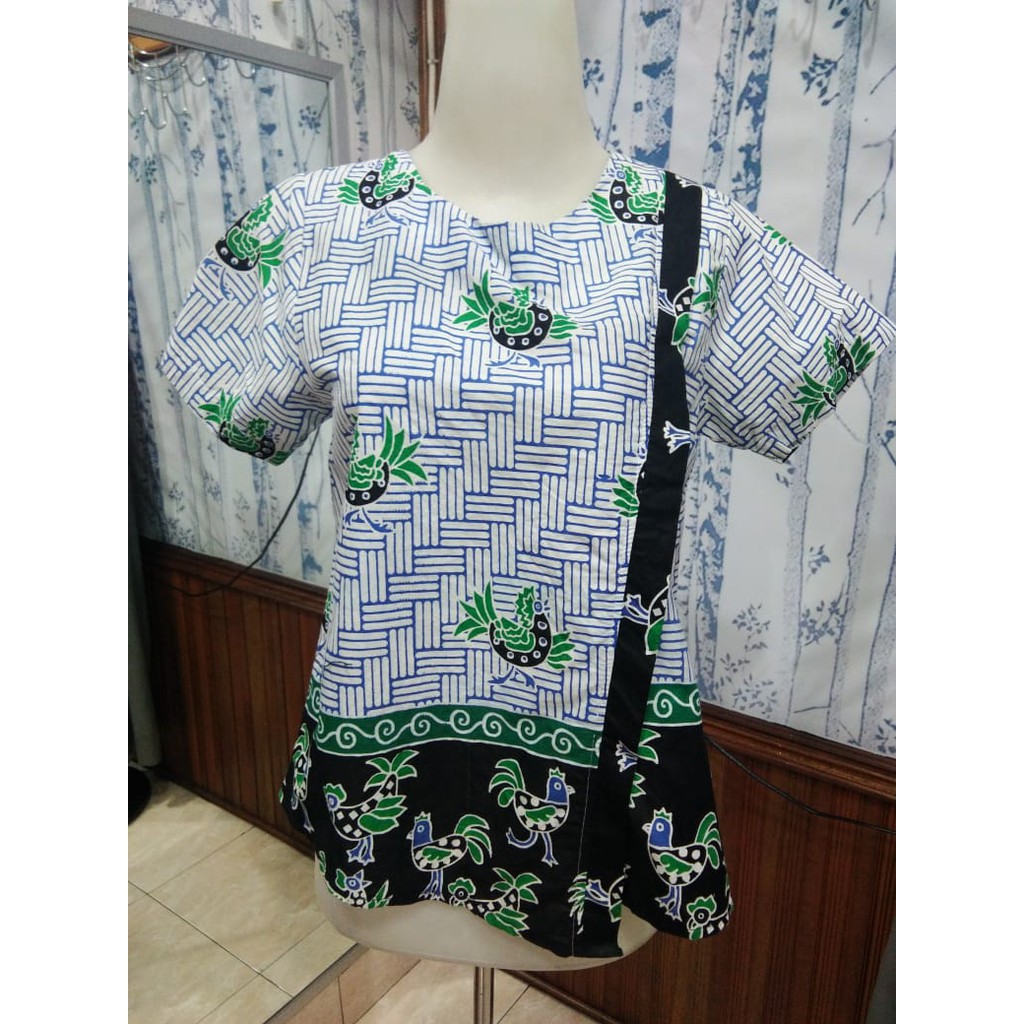 WELVA - Atasan Batik Casual Wanita Blouse Batik Untuk Kerja Santai Murah