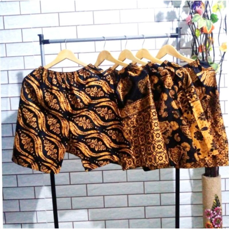 ✓Best Seller | Celana Pendek Batik Jogja Motif Cokelat Gronding