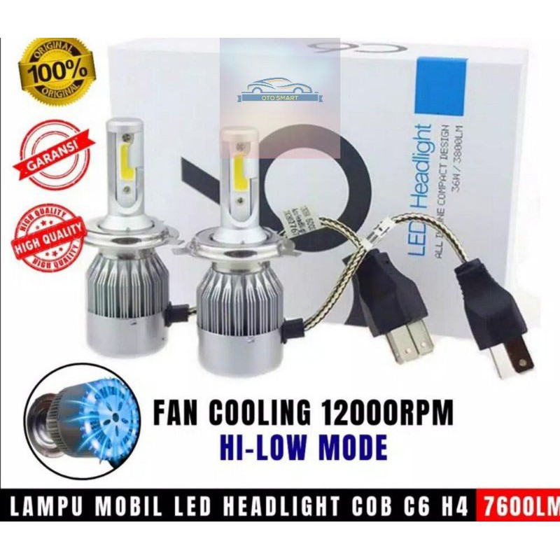 Lampu Mobil LED Headlight C6 H4 COB 2 PCS