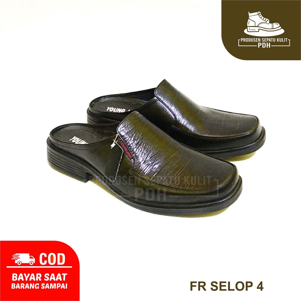 SEPATU SLOP SELOP PRIA KULIT ASLI BUSTONG PANTOFEL PRIA FANTOVEL PENTOPEL KULIT