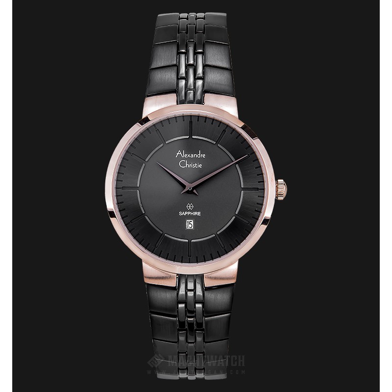 Alexandre Christie AC 8565 LD BBRBA Ladies Black Dial Black Stainless Steel Strap