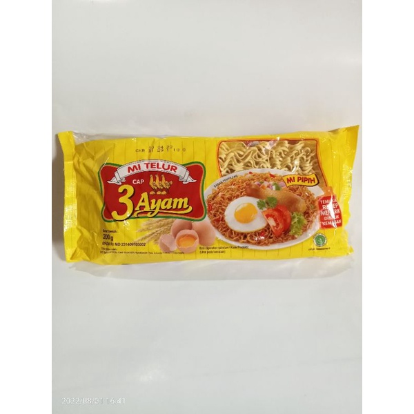 

Mie telur cap 3 ayam mi kuning keriting 200 gram