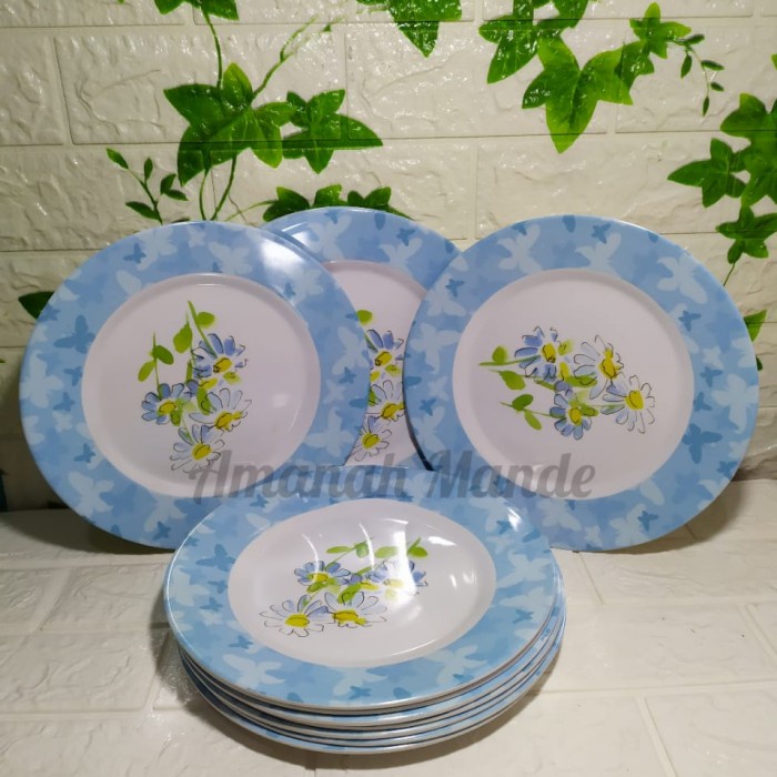 L.Maryanne Promo 1 Lusin Piring Melamin Ceper Motif Bunga