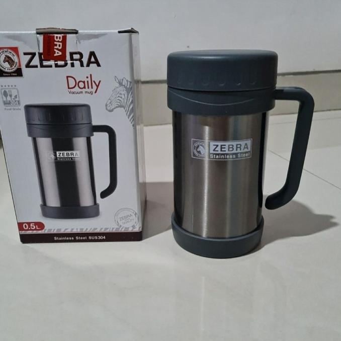 Open DS] 112901 Vacuum Mug w/Handle Daily 500ml, Thermos Mug Zebra SUS 304
