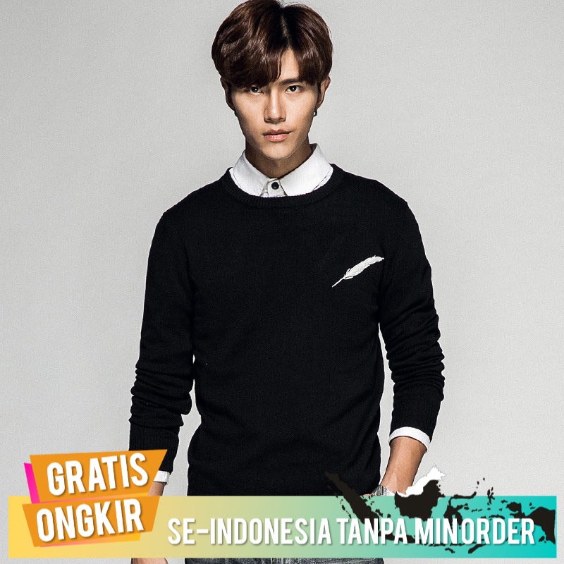 Sweter Pria Keren / Sweater Import Bulat Sweater Bulu Borr Katun Rajut