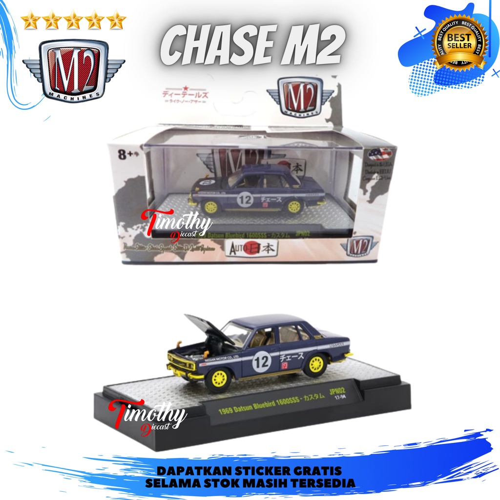 M2 Machines CHASE 1969 Datsun Bluebird 1600SSS Navy Angka 12