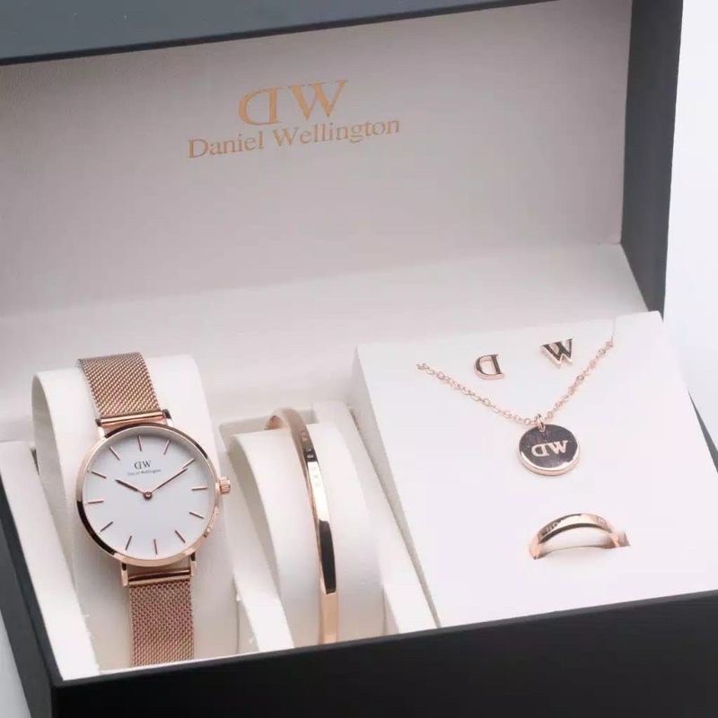 [COD] Jam Tangan Wanita DW SET PAKET Stainless Stell Tahan Air