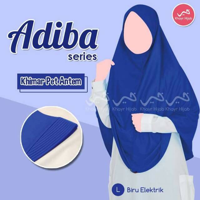 Jilbab Bergo Instan Khayr Hijab Murah, Adiba Series BirU Elektrik Size XL