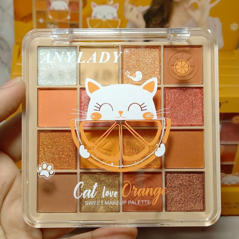 PROMO EYESHADOW ANYLADY  MAKEUP PALETTE FLOWERS | CAT LOVE ORANGE THAILAND  16WARNA NO.833 | 833B