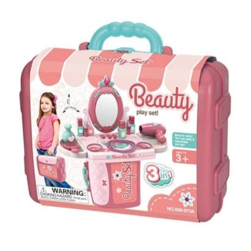 3in1 beauty Mainan alat make up anak MAINAN ANAK PEREMPUAN DANDAN BEAUTY PLAYSET 31N1 SALON KOPER MEJA RIAS-5