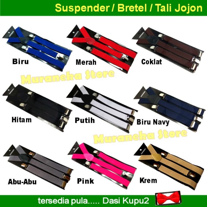 TERMURAH- Bretel Suspender Baju Dewasa Polos Tali Kodok Jojon Jeans Denim Import - Hitam