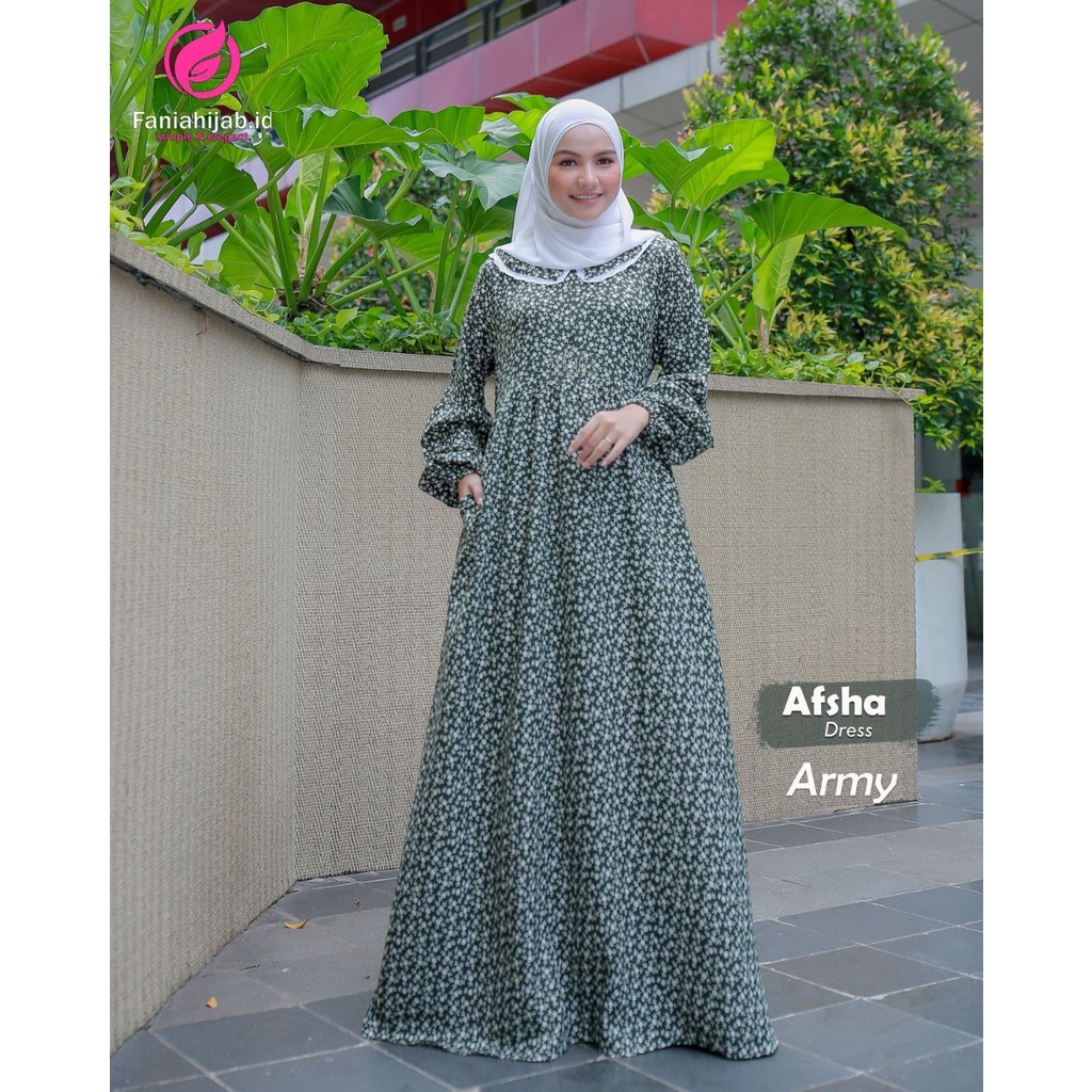 Afsha Dress Army by Faniahijab.id