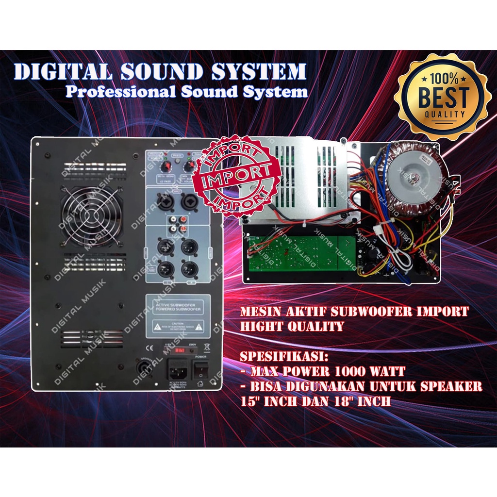 Jual Mesin Kit Power Aktif Subwoofer 1000 Watt Import Hight Quality