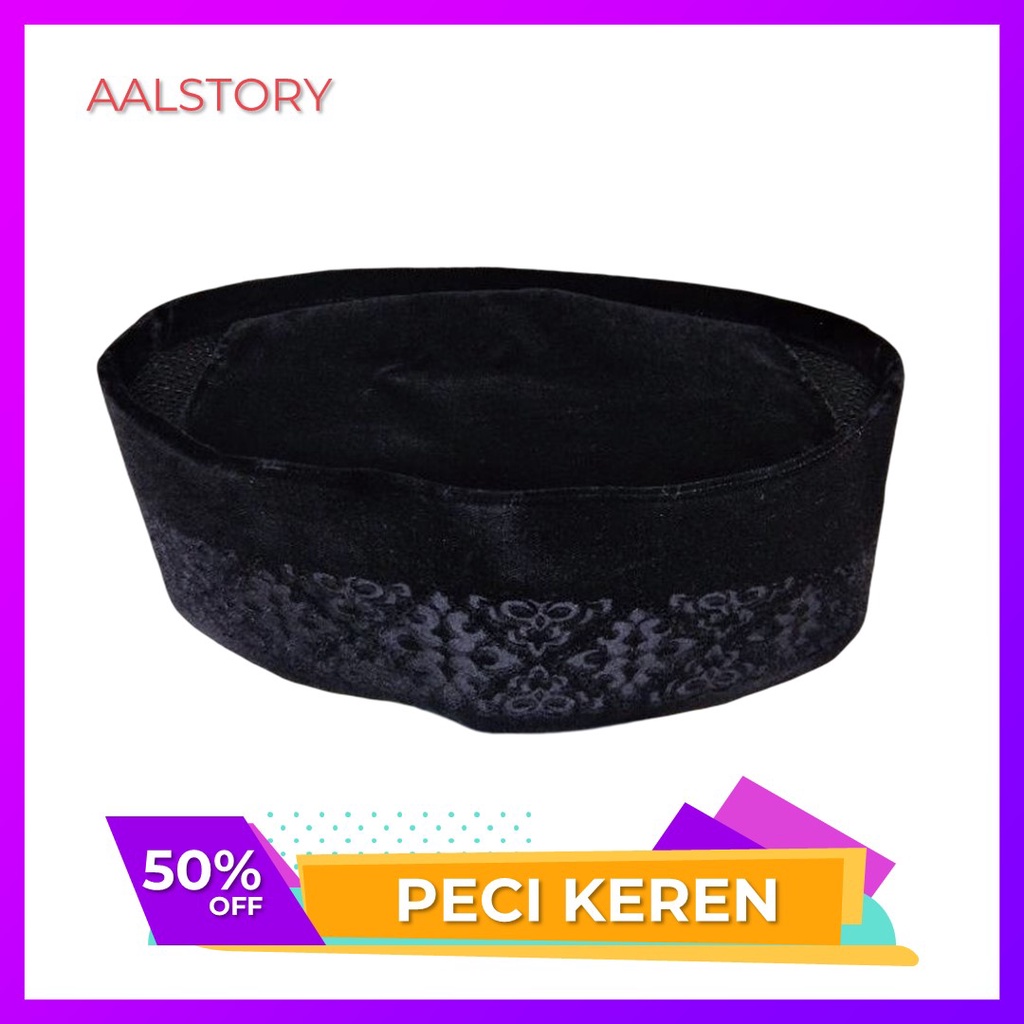 Songkok Peci Hitam Laser Motif Batik Zigler