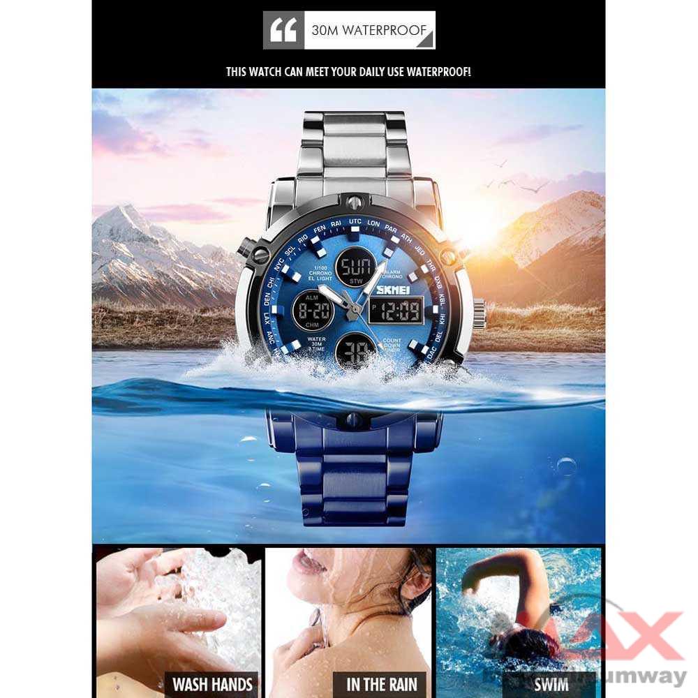 Jam Tangan Pria Sport Analog Digital Rantai Premium Anti Air Original Luxury Stainless Steel Jam Tangan Kasual Digital Analog Pria Jam Tangan Pria Luxury Full Steel Sport Baja Tahan Karat Analog Mewah Kuarsa Original Tahan Air