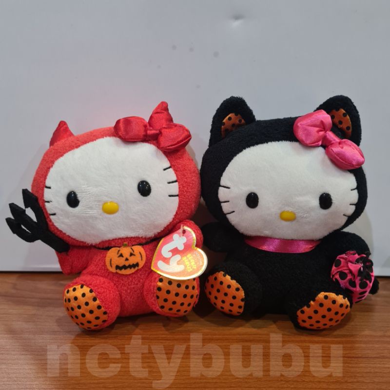 Hello Kitty TY Halloween Devil and Black Cat Plush Doll