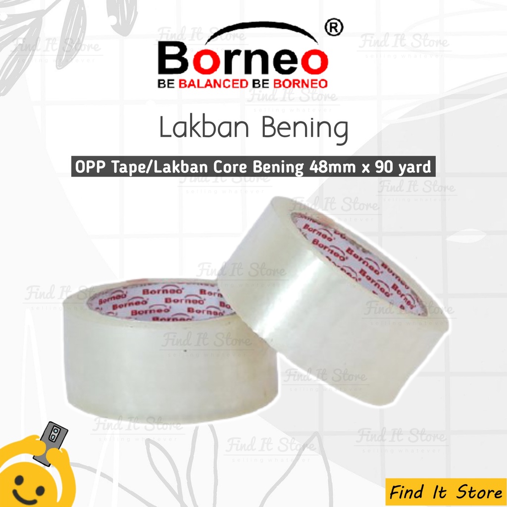 Borneo Lakban Isolasi OPP tape / Lakban Core Orange Bening &amp; Coklat 2&quot; inch / 48mm x 90 yard