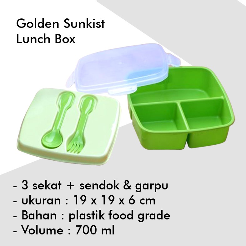 Set kotak makan golden sunkist lunch box anti bocor tas bekal waterproof kotak bekal lunch bag murah