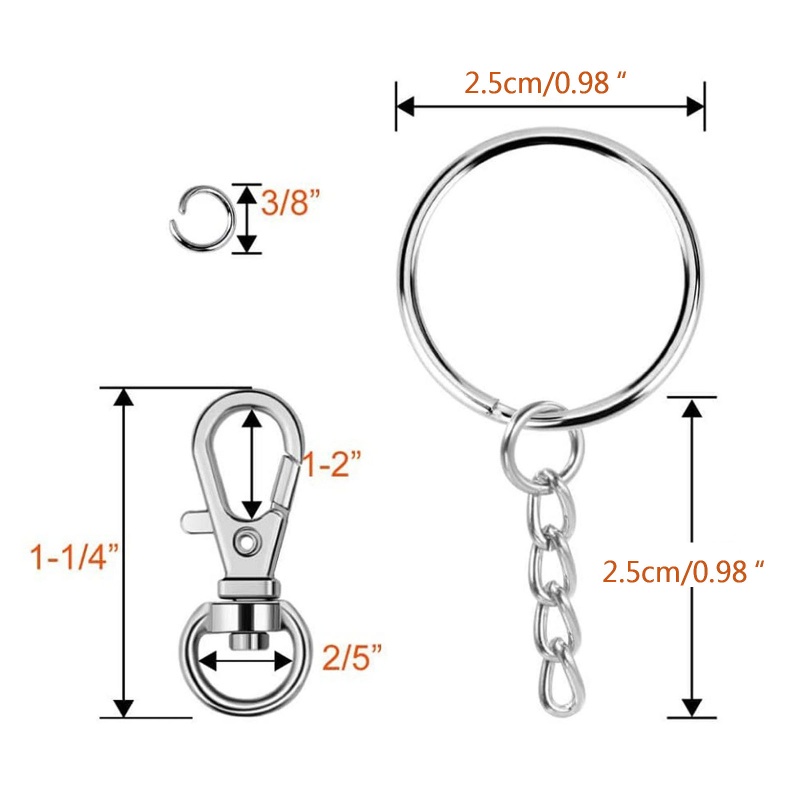 Siy 100pcsset Gantungan Kunci Lobster Clasp Untuk Kerajinan Tangan DIY