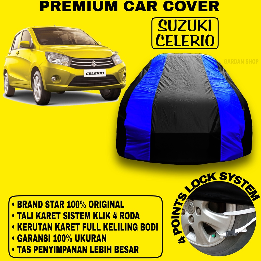 Body Cover SUZUKI CELERIO Sarung Strip BIRU Penutup Pelindung Bodi Mobil Suzuki Celerio PREMIUM Blue Cover