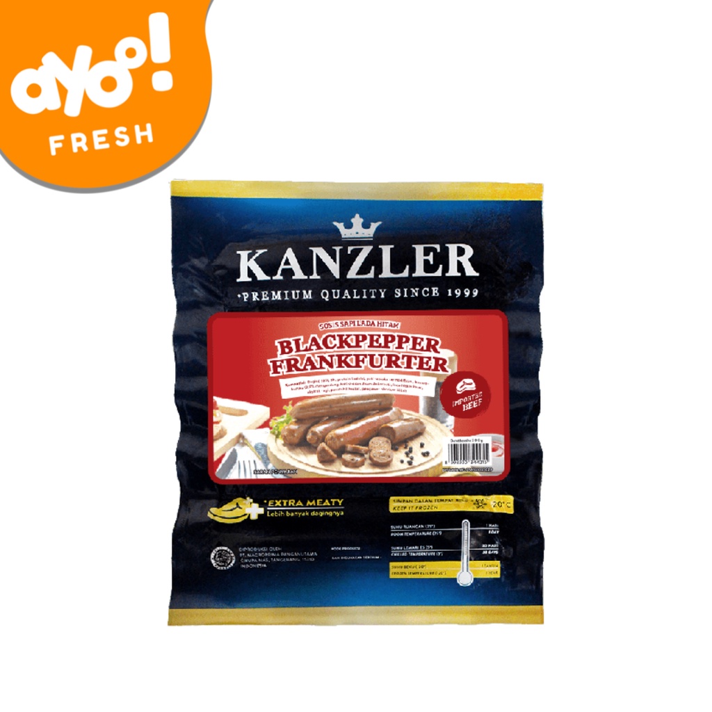 

Kanzler Sosis Beef Blackpepper Frankfurter 300 g Pack