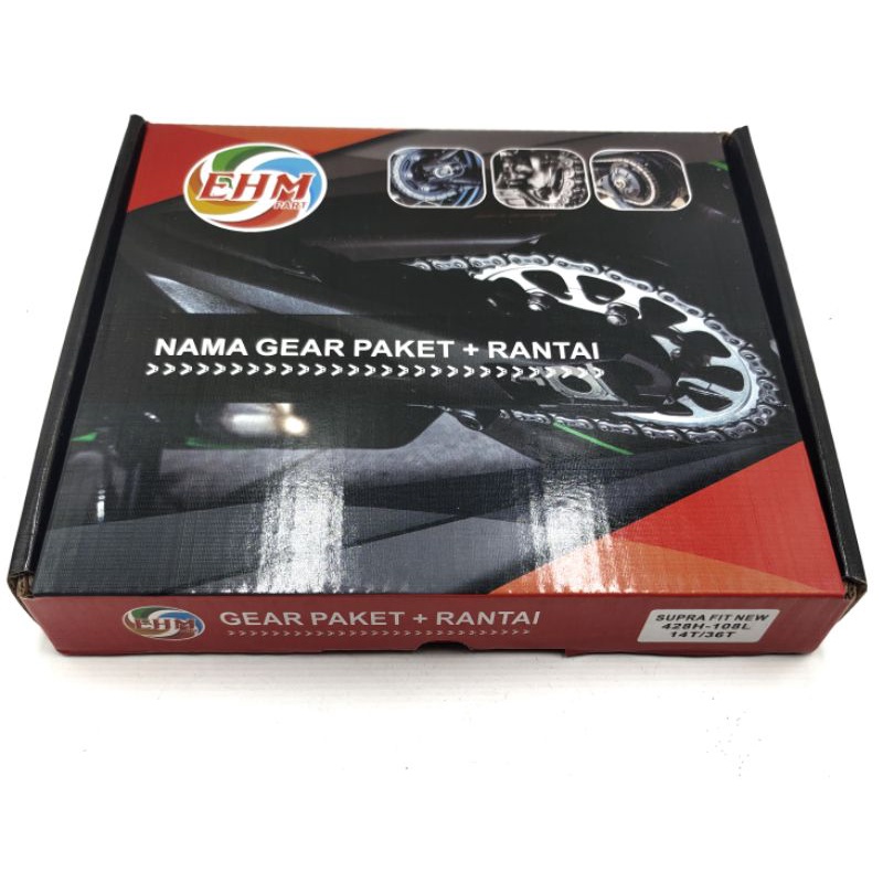 gear set ehm plus rantai Supra fit new Blade gir sepaket standar EHM 428H gir depan belakang