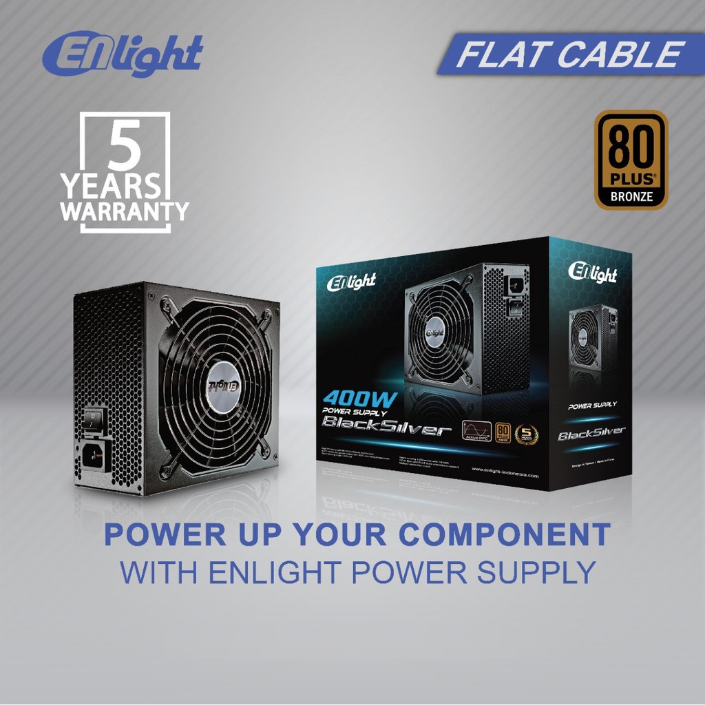 PSU Enlight 400W 80+ Bronze Black Silver / Power Supply Enlight 400Watt