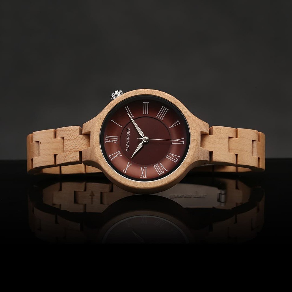 JAM TANGAN KAYU GARVINOES - Ivori Red / JAM TANGAN KAYU WANITA / JAM TANGAN BRANDED ORIGINAL MURAH