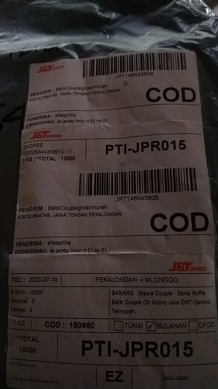 Maura Couple - Sania Ruffle Batik Couple Ori Ndoro Jowi Dnt Garansi Termurah