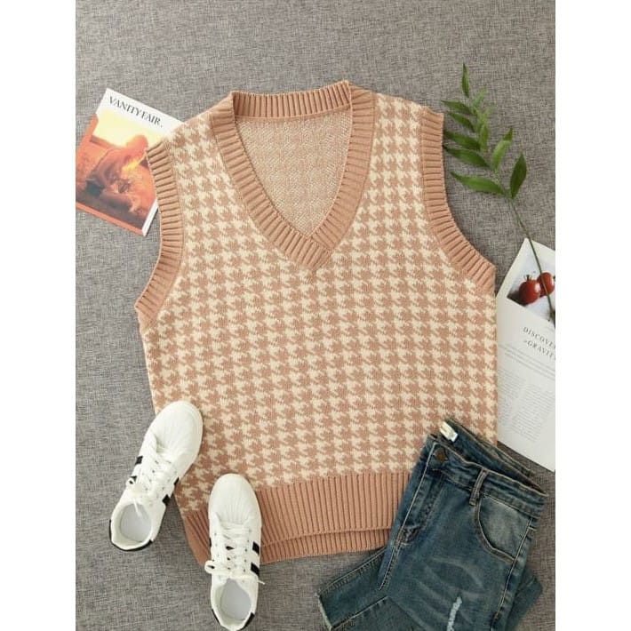 NEWWW!!!! SWEATER HOUNDSTOOTH VEST- rompi korea - rompi rajut7get-Rajut_komputer