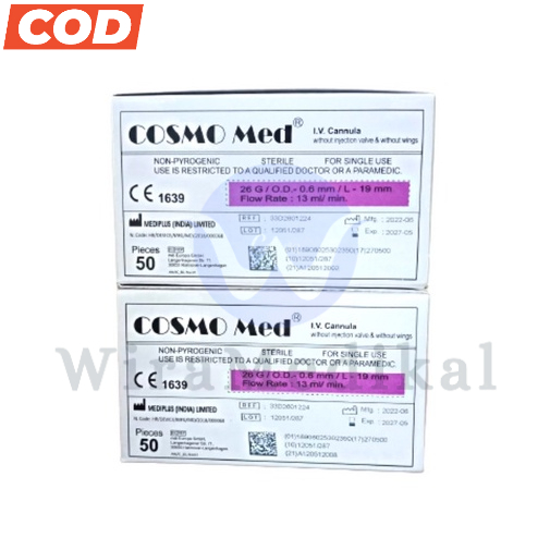 Cosmomed IV Catheter 24G 26G IV Cannula Cosmomed Jarum Infus Abbocath 24G 26G Cosmomed IV