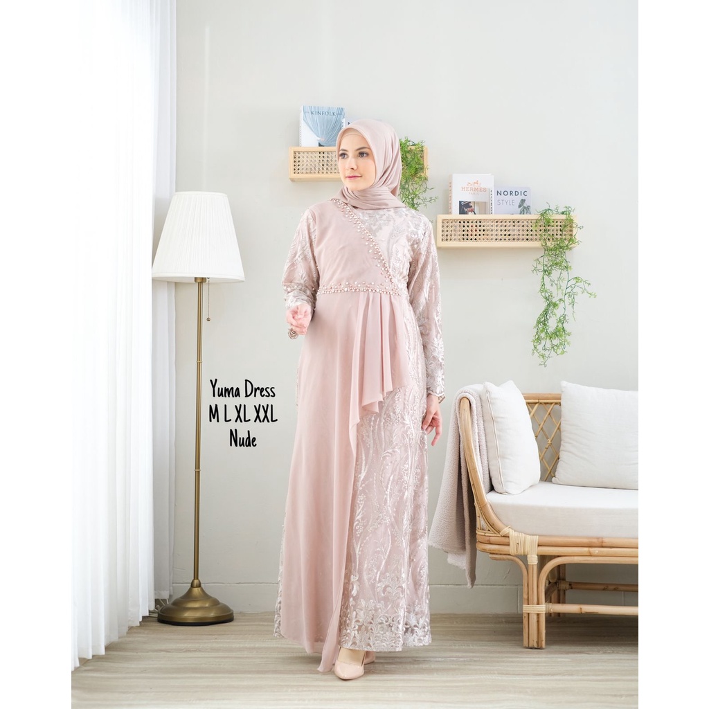 DRESS YUMA / GAMIS TERBARU YUMA DRESS FULL BRUKAT CERUTY BABU DOLL / GAMIS PESTA CERUTY / KEBAYA MODERN ORIGINAL / KEBAYA BRUKAT