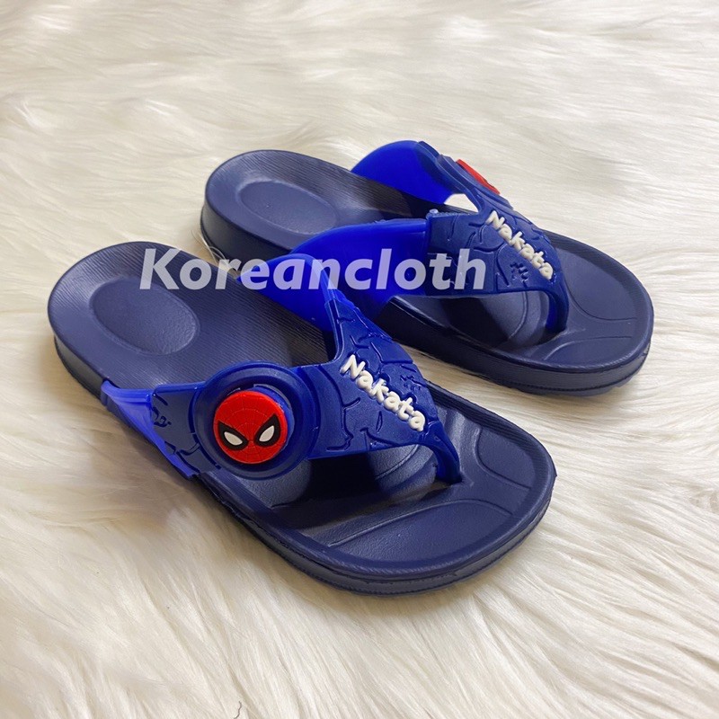 NAKATA SANDAL JEPIT SEPATU KARET KARAKTER SPIDERMAN MARBEL ANAK BALITA