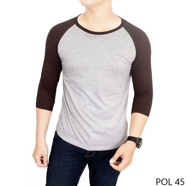 Kaos Polos Raglan Abu Coklat Cotton Combed  - POL 45