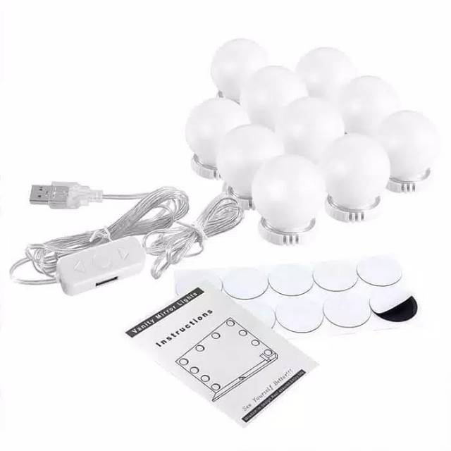 Termurah MEDAN [Garansi] Hanaiso Felicity 10 LED 5 Warna Lampu Cermin Rias Makeup Vanity Mirror LED Light Lampu Kaca