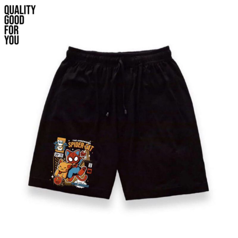 CELANA PENDEK SPIDER CAT | SHORT PANTS MARVEL | BOXER HITAM SPIDER MAN