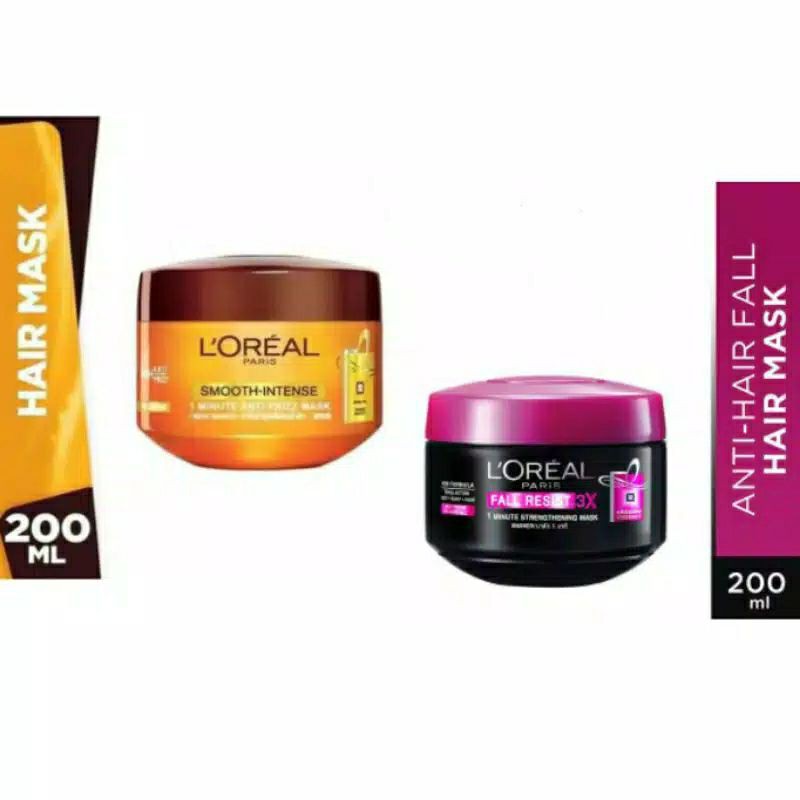 Loreal Paris Hair Mask 200 mL Smooth Intense / Fall Resist / L'oreal Masker Rambut